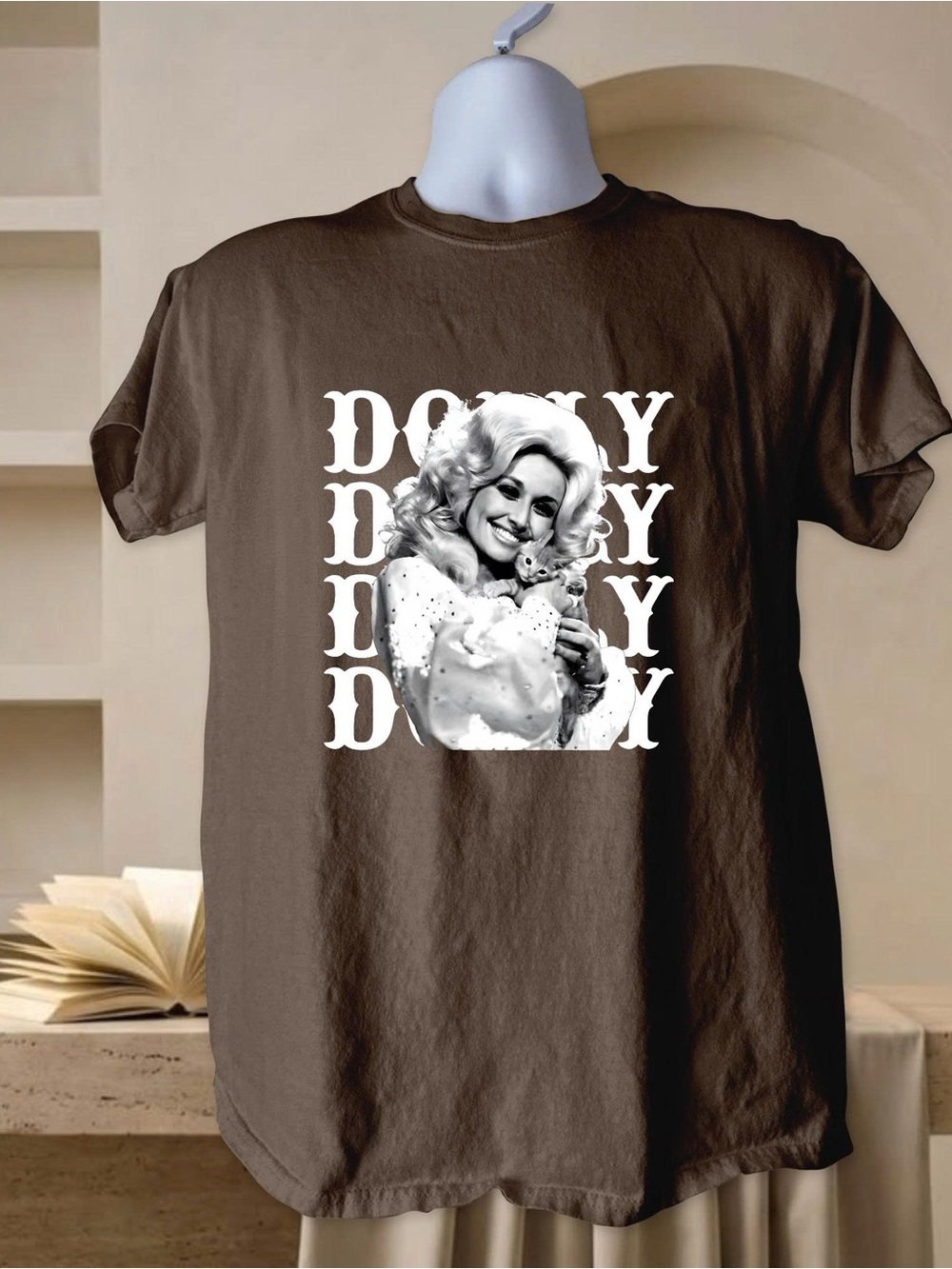 Dolly Parton Graphic Tee with White Portrait, Country Music Rip